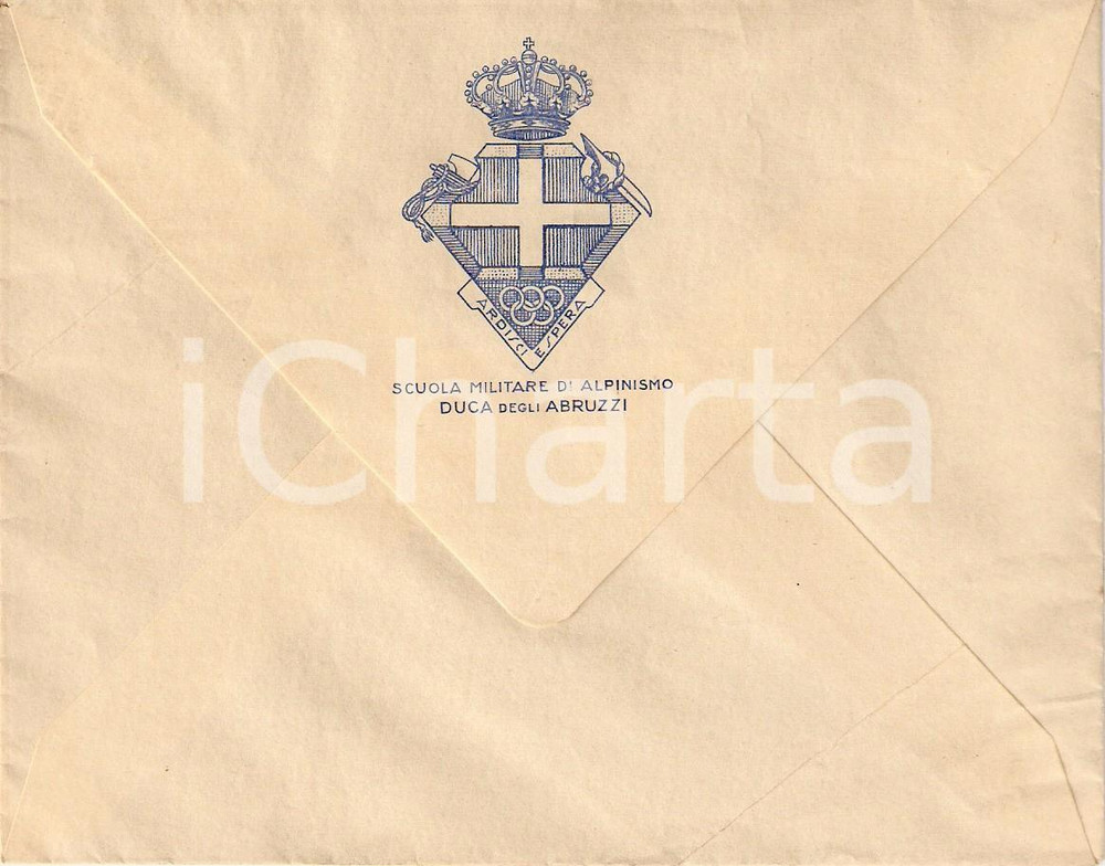 Oggetto da collezione cartaceo 1935 ca AOSTA Scuola militare di alpinismo DUCA DEGLI ABRUZZI *Busta VUOTA 1
