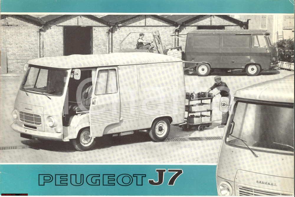 Materiale pubblicitario d’epoca 1973 furgone Peugeot J7, catalogo pubblicitario 1