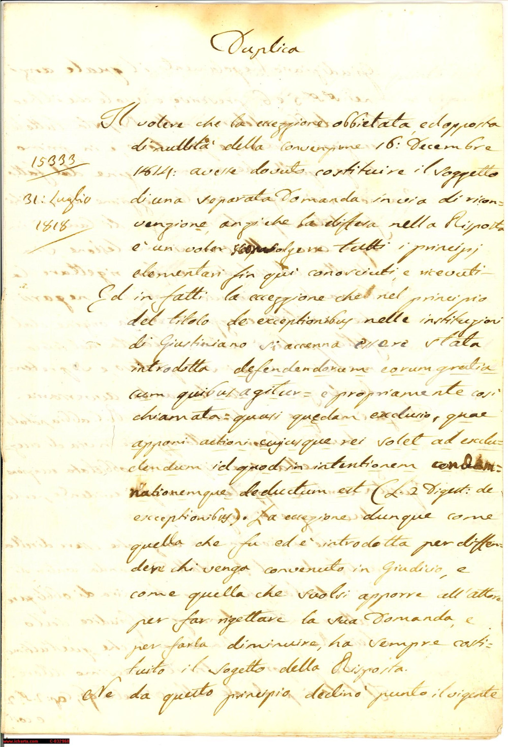 Documento originale, autentico 1818 GAZZO VERONESE (VR) Difesa di Lorenzo Cappellaro 1