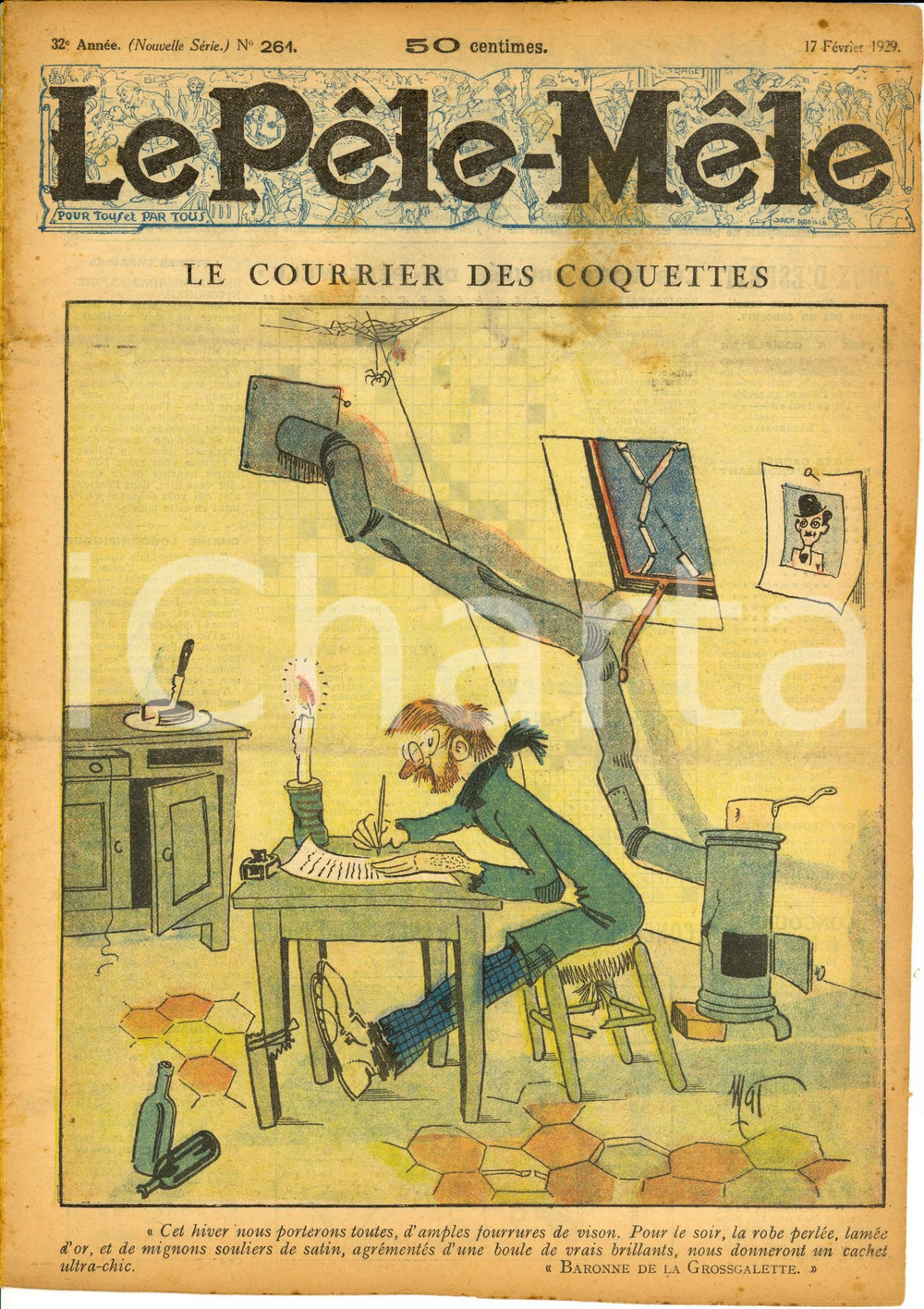 Giornale, rivista storica 1929 LE PELEMELE Un diner à  la BASTILLE Ill. MAT Rivista Anno 32 n° 261 1