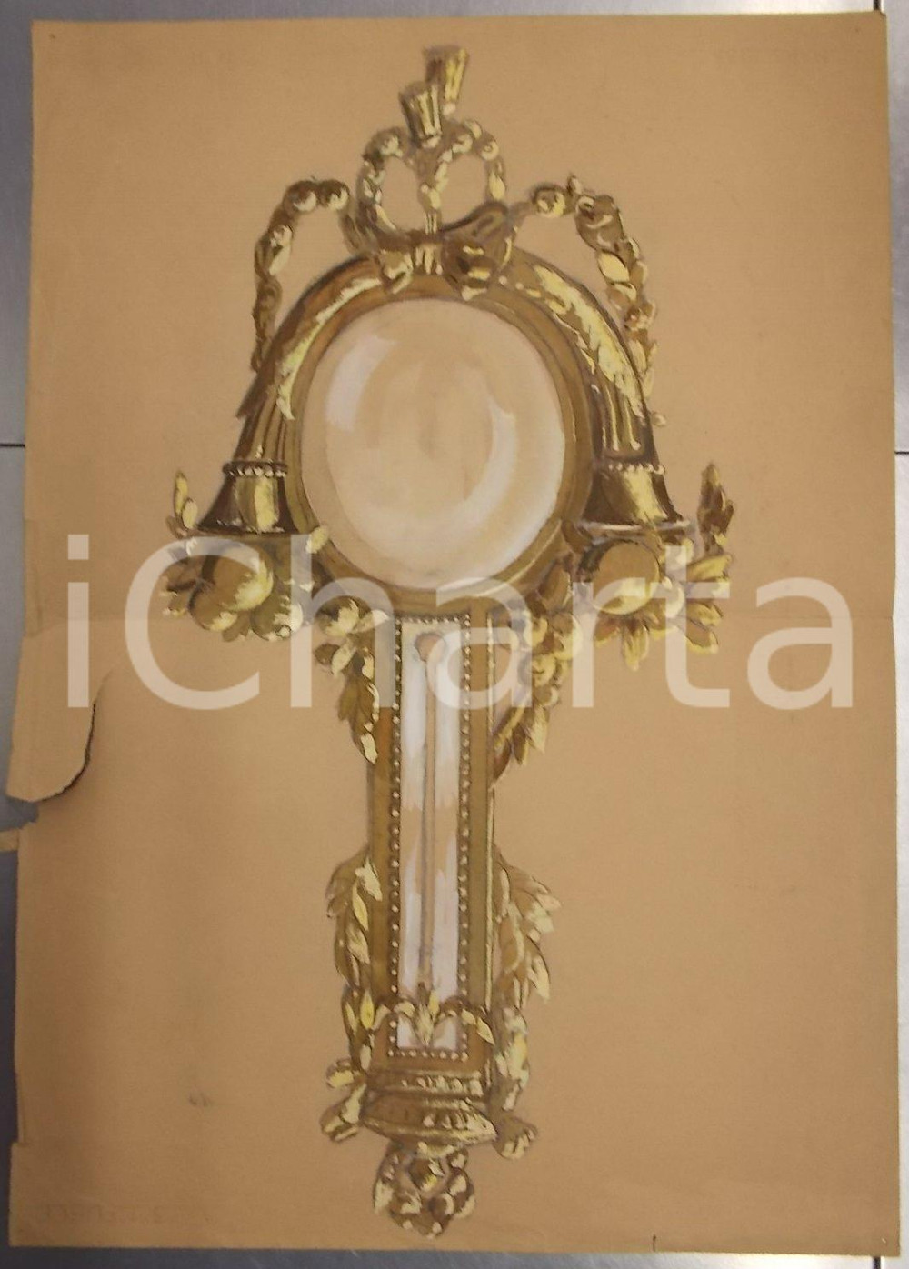 Stampa, bozzetto originale 1933 FRANCIA Bozzetto di elemento decorativo per interni DISEGNO A MANO 1