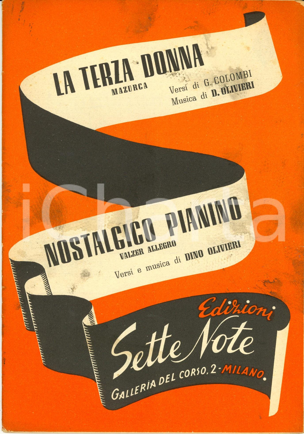 Oggetto da collezione cartaceo 1950 COLOMBI-OLIVIERI La terza donna - OLIVIERI Nostalgico pianino *Spartito 1