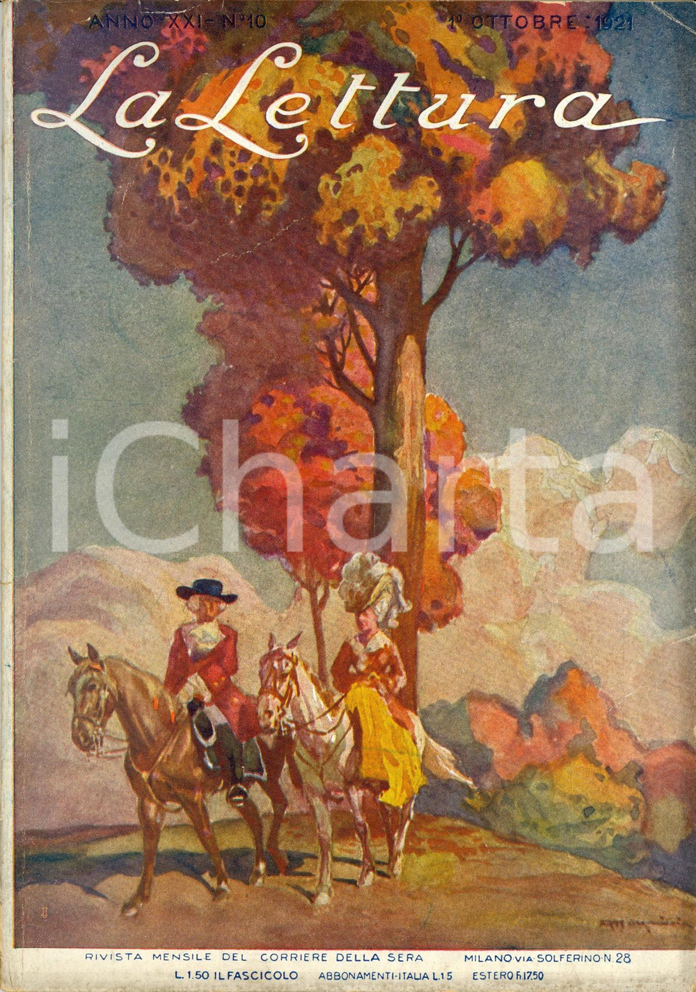 Giornale, rivista storica 1921 LA LETTURA Domenico CASTORINA e Giovanni VERGA ^Ill. MAGRINI Anno XXI n°10 1