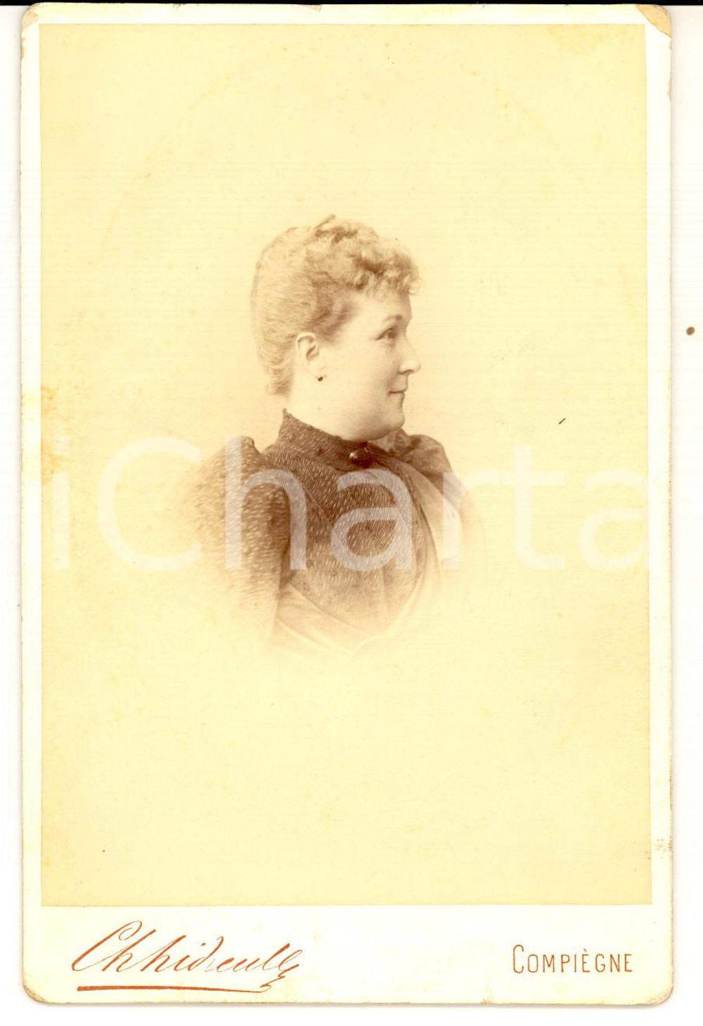 Fotografia d'epoca originale 1893 CHANTILLY (F) Ritratto della signora CARTER *Foto Charles HIDEUX COMPIEGNE 1