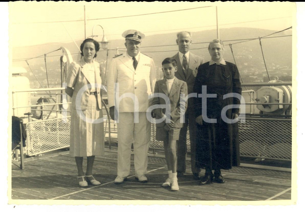 Fotografia d'epoca originale 1939 TRIESTE Piroscafo GIULIO CESARE Comandante UGO CHINCA e famiglia FILBIER 1
