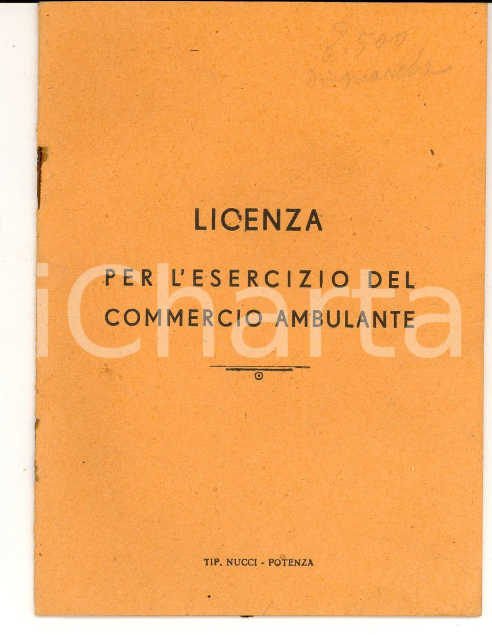 Documento originale, autentico 1947 TERRANOVA DI POLLINO (PZ) Licenza per commercio ambulante di Salvatore VITA 1