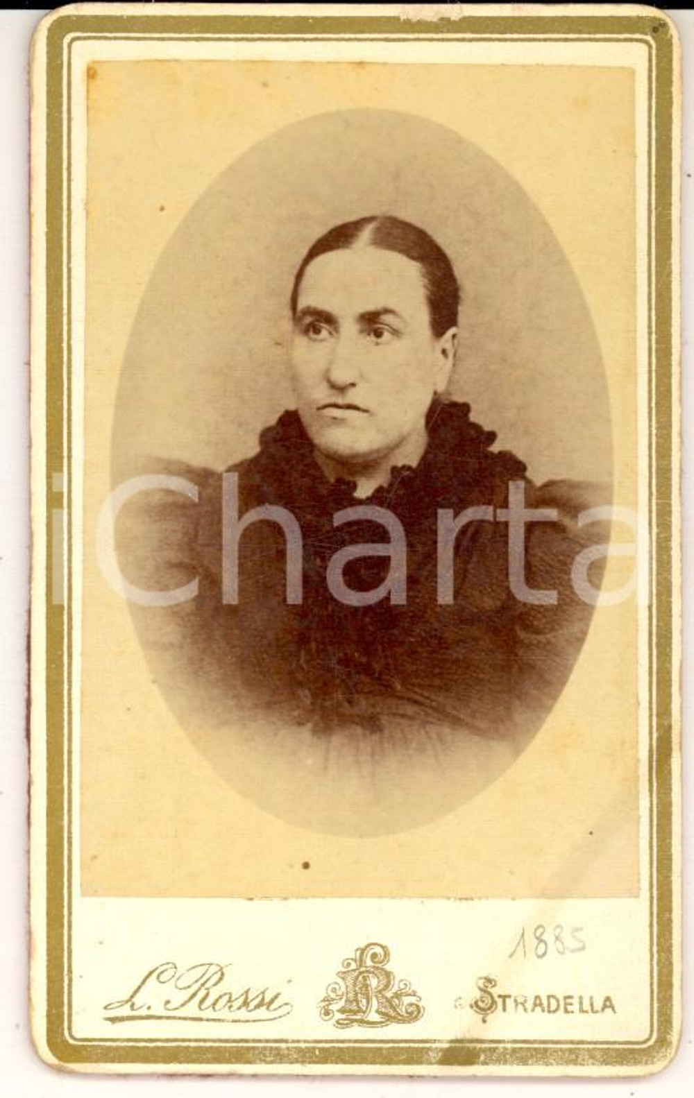 Fotografia d'epoca originale 1885 STRADELLA (PV) Ritratto di donna in abito nero *Fotografia L. ROSSI 1