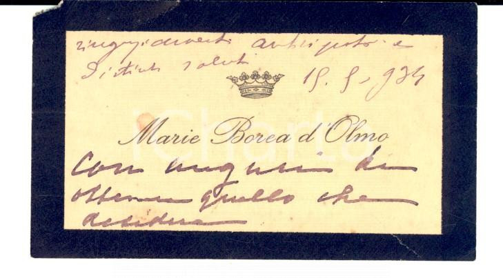Autografo originale 1934 Biglietto da visita della nobildonna Maria BOREA D OLMO Autografo 1