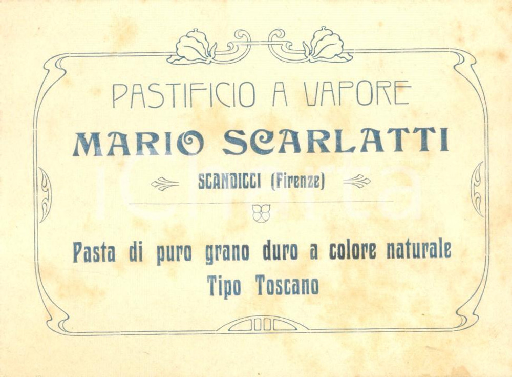 Oggetto da collezione cartaceo 1920 ca SCANDICCI (FI) Pastificio vapore Mario SCARLATTI *Biglietto DANNEGGIATO 1