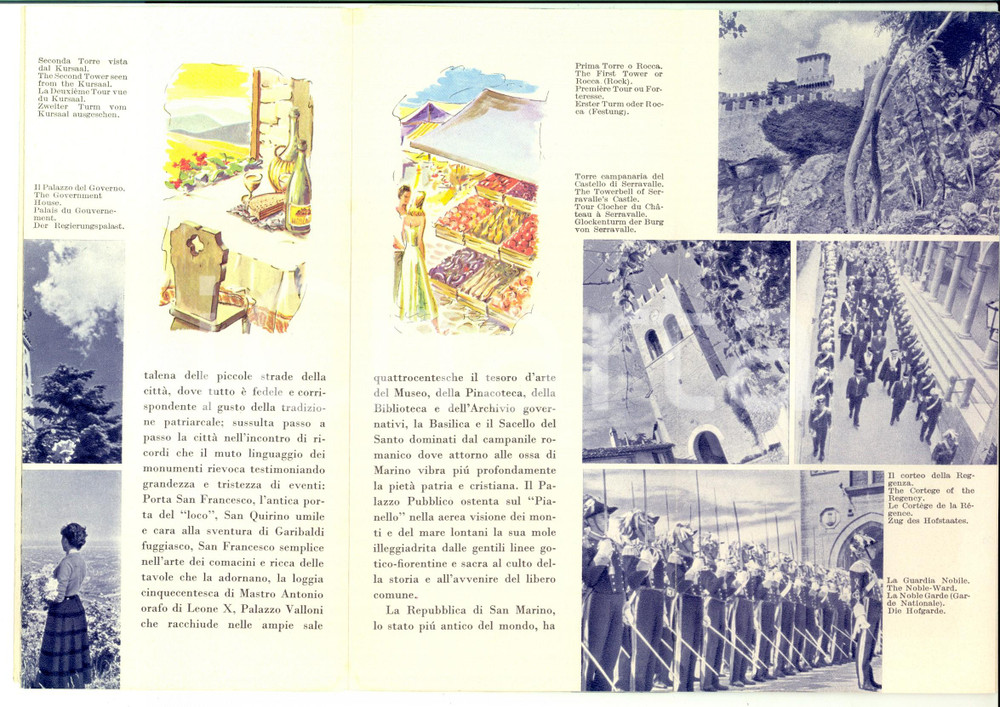 Materiale pubblicitario d’epoca 1956 SAN MARINO La repubblica piÃ¹ antica *Libretto turistico ILLUSTRATO 1