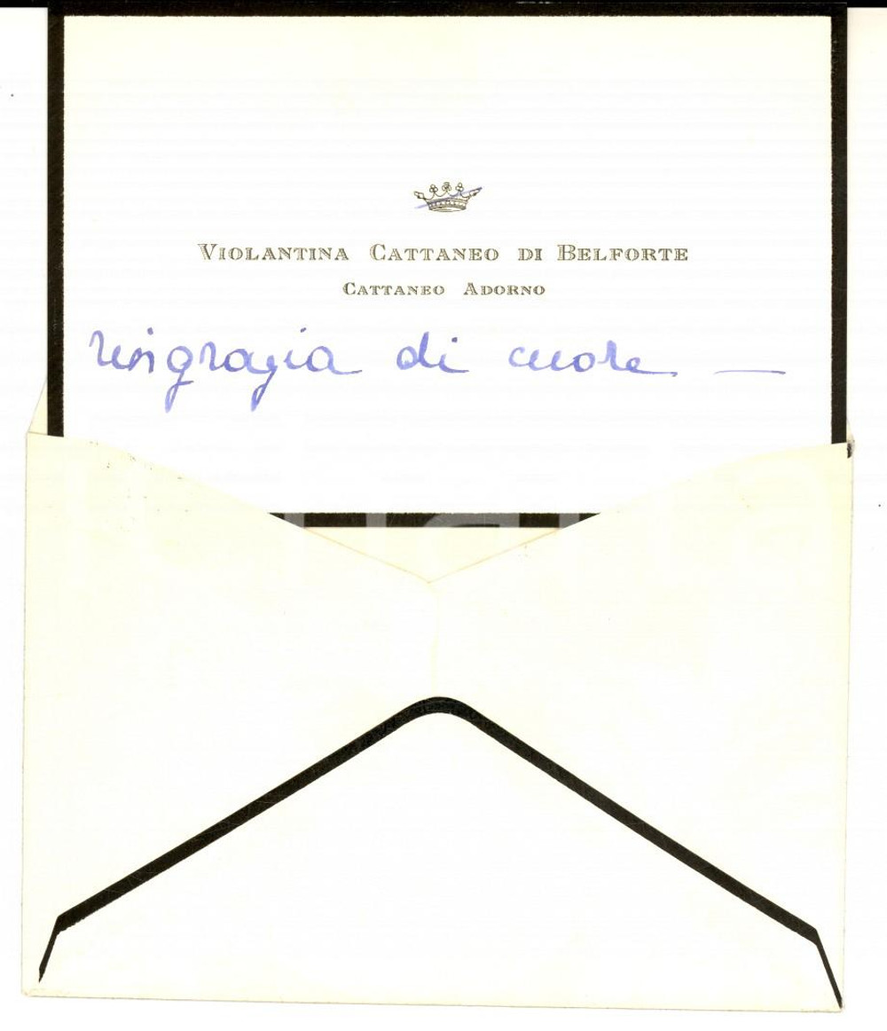 Autografo originale 1963 GENOVA  Biglietto di Violantina CATTANEO ADORNO DI BELFORTE  *Autografo 1