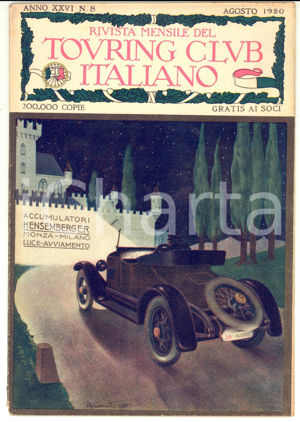 1920 TOURING CLUB ITALIANO Vestigia romane a Tripoli *Anno XXVI nÂ°8 HENSEMBERGER DATA: Agosto 1920AUTORE: TOURING CLUB ITALIANOTITOLO: RIVISTA MENSILE - Vestigia romane a Tripoli Anno XXVI n&deg; 8  DESCRIZIONE: Pubblicazione d'epoca, riccamente illustrata con belle immagini in bianco e nero e articoli dedicati a Gorizia e alle vestigia romane a Tripoli.Numerose pubblicit&agrave; d'epoca all'interno.  PAGINE: 40  FORMATO: 17 x 24 cm  CONDIZIONI: buone Pubblicazione d'epoca, originale e autentica.     originale e autentica 1