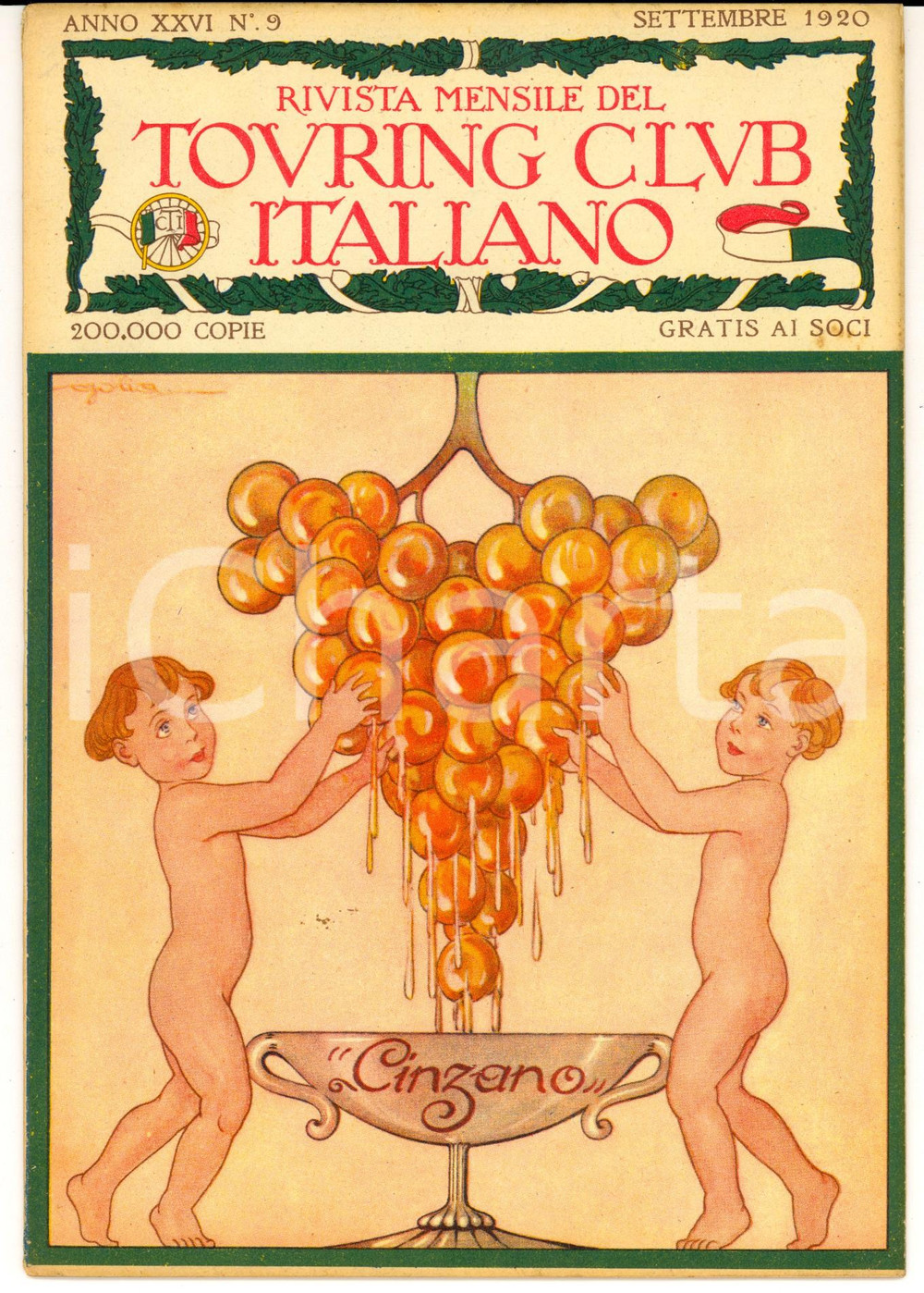 Giornale, rivista storica 1920 TOURING CLUB ITALIANO La città di PIENZA *Rivista anno XXVI n.9 CINZANO 1