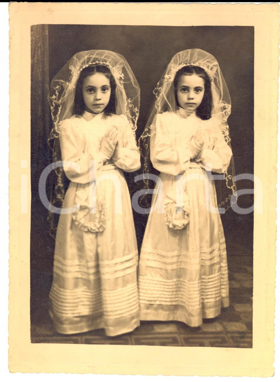 Fotografia d'epoca originale 1948 PELLEGRINA Liliana e Maria CHERUBINI alla Prima Comunione *Fotografia 1