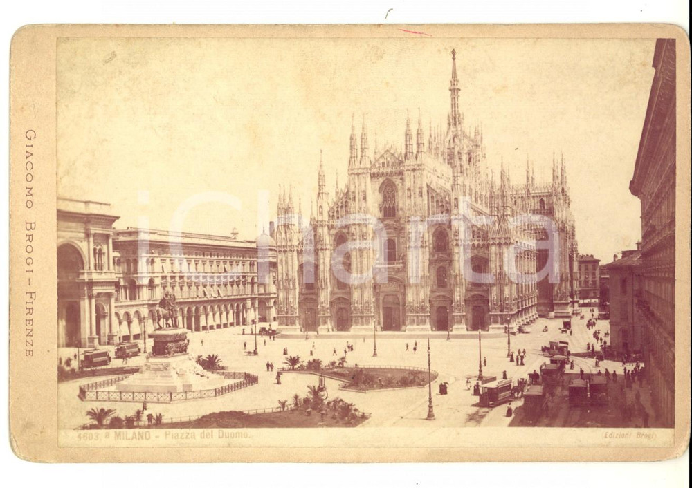 Fotografia d'epoca originale 1900 MILANO Piazza del Duomo *Fotografia Giacomo BROGI 16 x 11 1