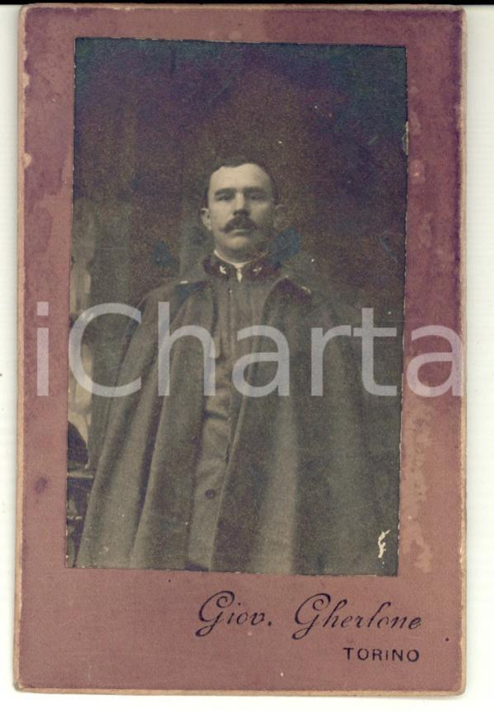 Fotografia d'epoca originale 1905 ca TORINO Ritratto di ufficiale di fanteria *Fotografia Giovanni GHERLONE 1