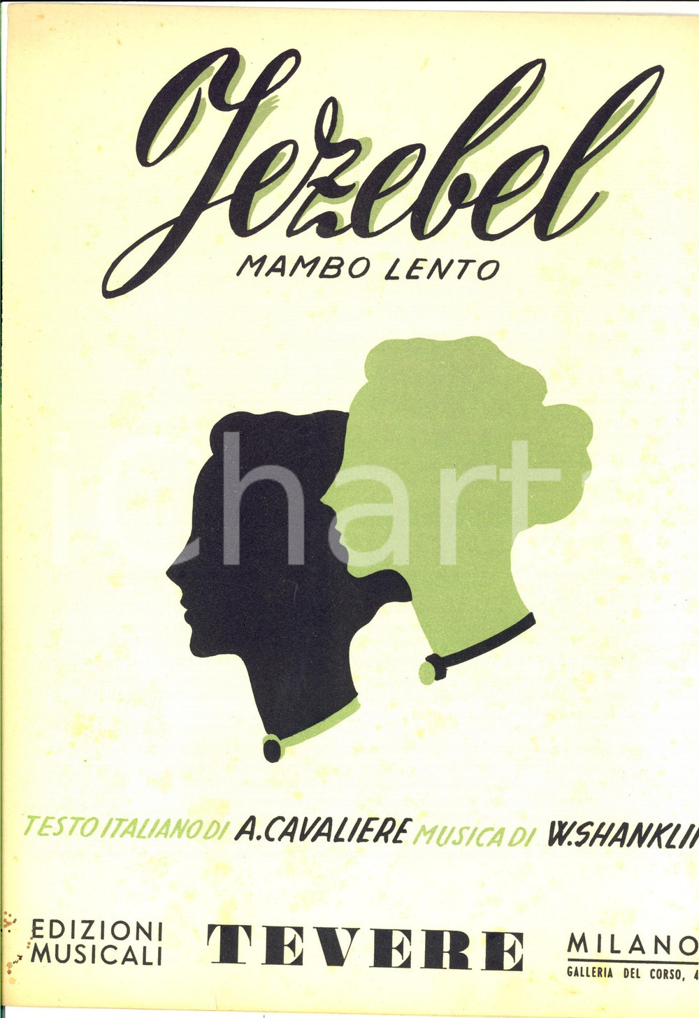 Oggetto da collezione cartaceo 1950 W. SHANKLIN Jezebel - Mambo lento *Spartito ed. TEVERE DANNEGGIATO 1