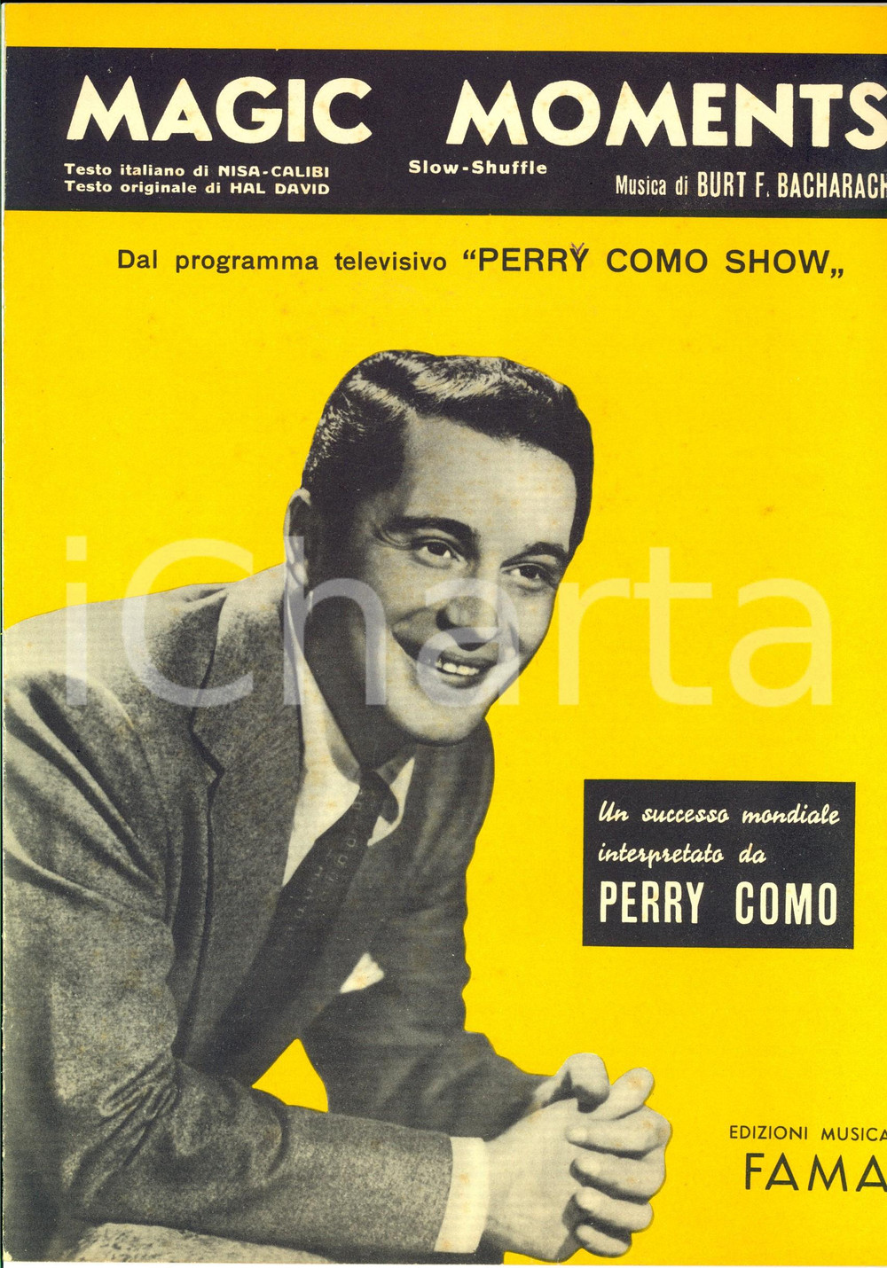 Oggetto da collezione cartaceo 1958 Burt BACHARACH Magic moments dal PERRY COMO SHOW Spartito ed. FAMA 1