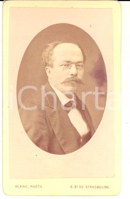 Fotografia d'epoca originale 1877 PARIS Portrait di M. DE LA FONTAINE *Photographie BLANC 1