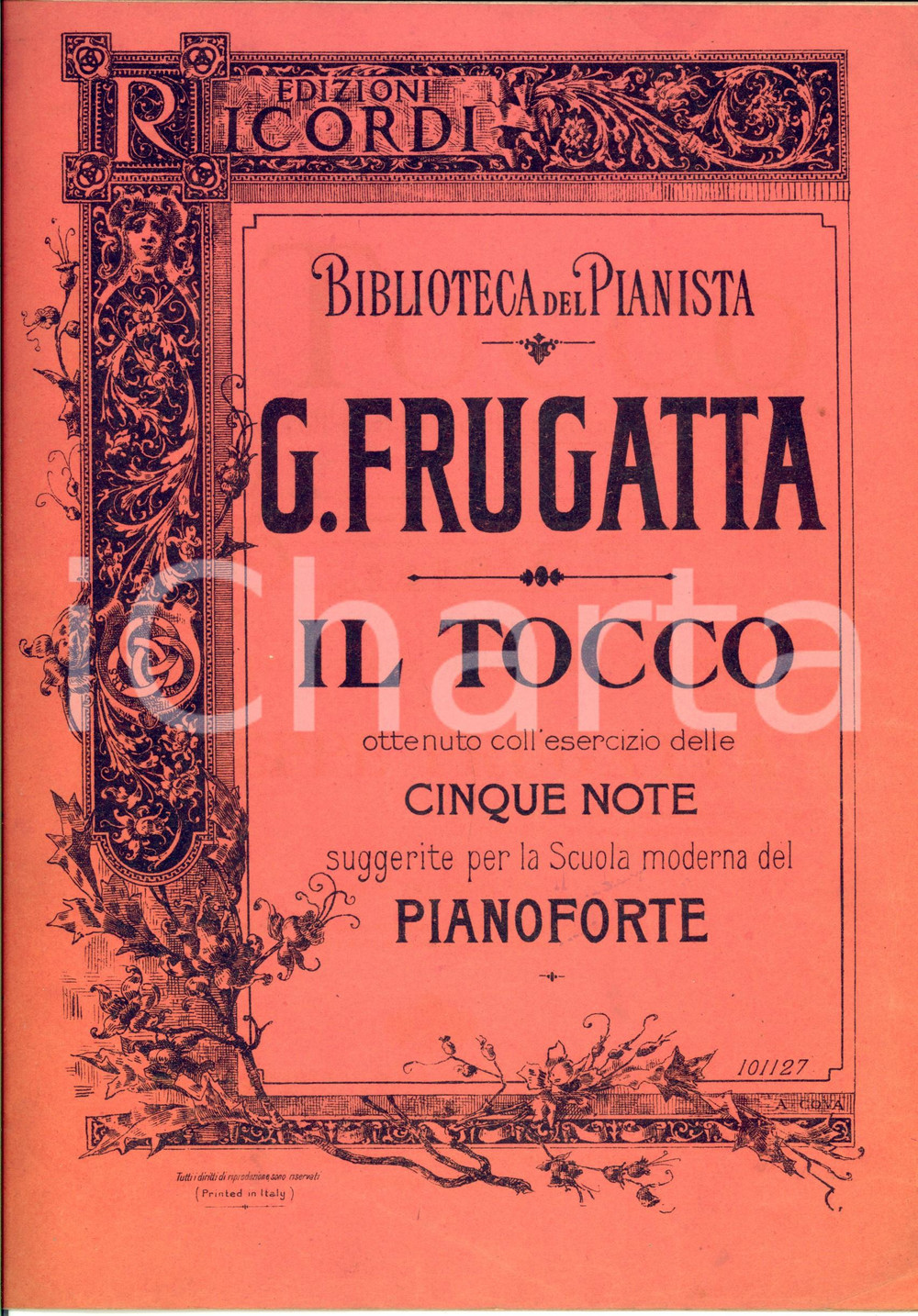 Oggetto da collezione cartaceo 1920 ca Giuseppe FRUGATTA Il tocco - Scuola moderna pianoforte *Ed. RICORDI 1