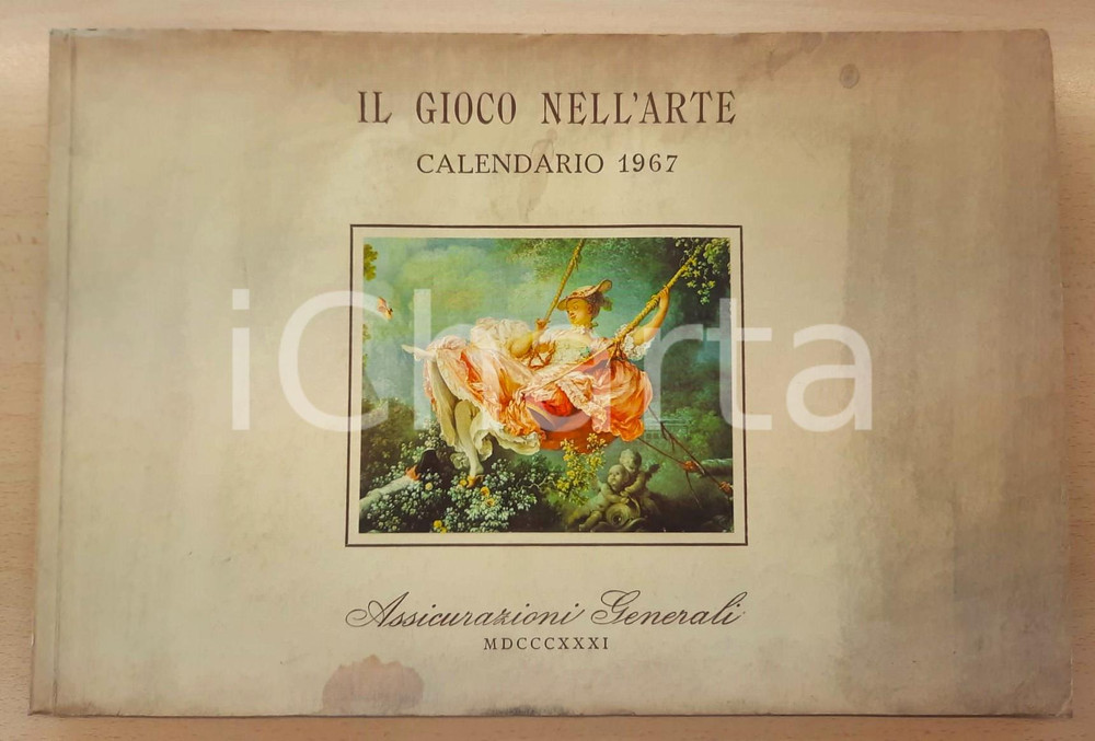 Oggetto da collezione cartaceo 1967 Calendario ASSICURAZIONI GENERALI Il gioco nell arte 35x25 cm VINTAGE 1