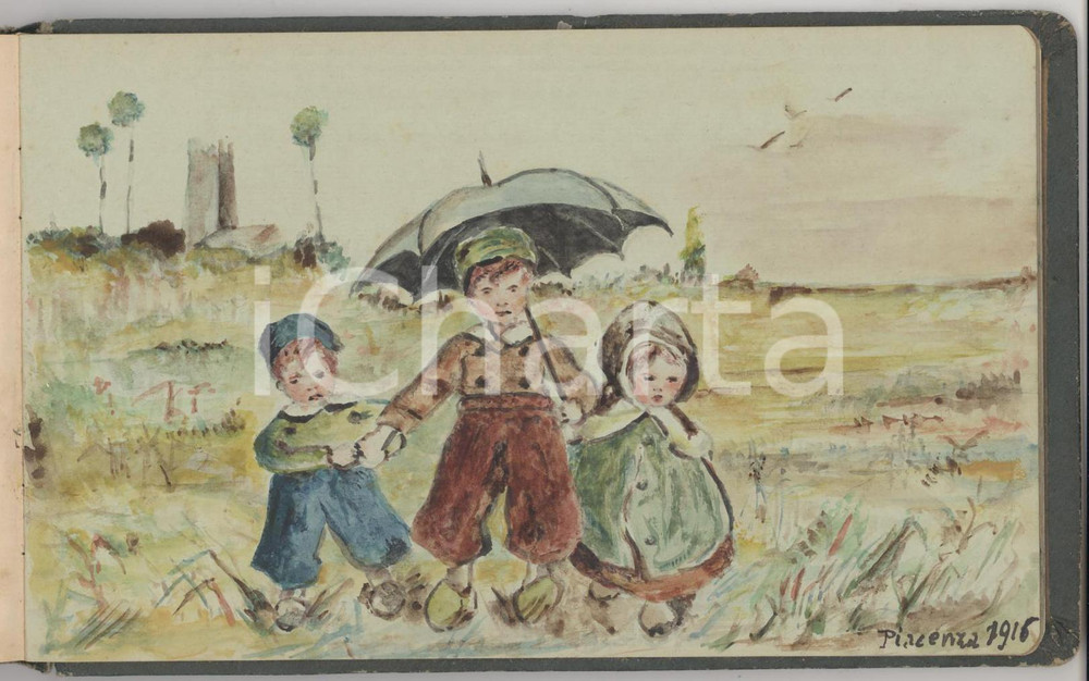 Oggetto da collezione cartaceo 19161923 Album 22 disegni PIACENZA  VILLA RAVERIO  QUARTO D ASTI A MANO 1