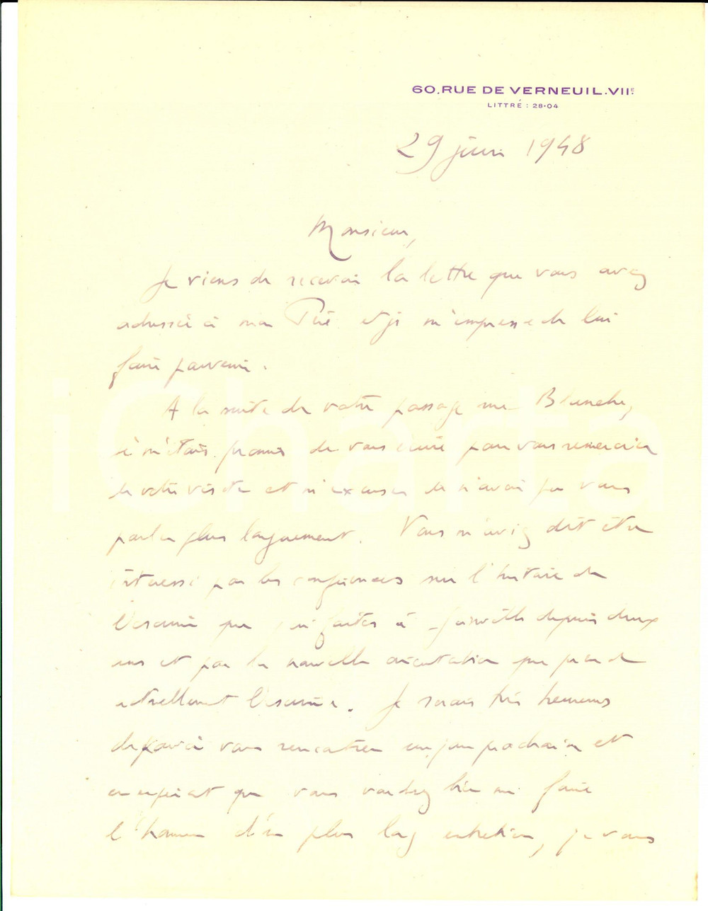 Autografo originale 1948 PARIS Pierre LACAZE invita a conferenza di storia della scherma AUTOGRAFO 1