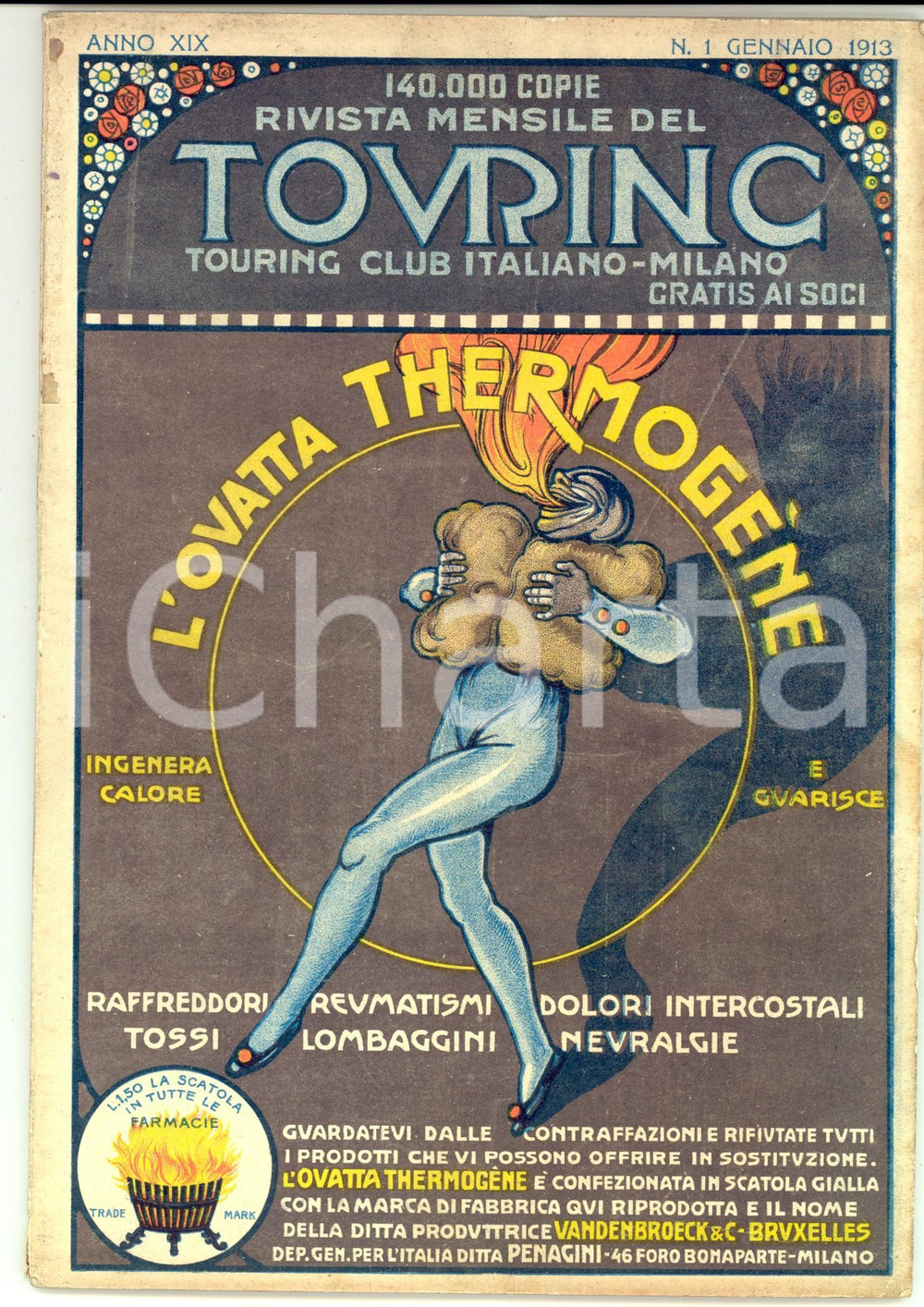 Giornale, rivista storica 1913 TOURING CLUB ITALIANO Il XIII Salone dell Automobile a Parigi Anno XIX n°1 1