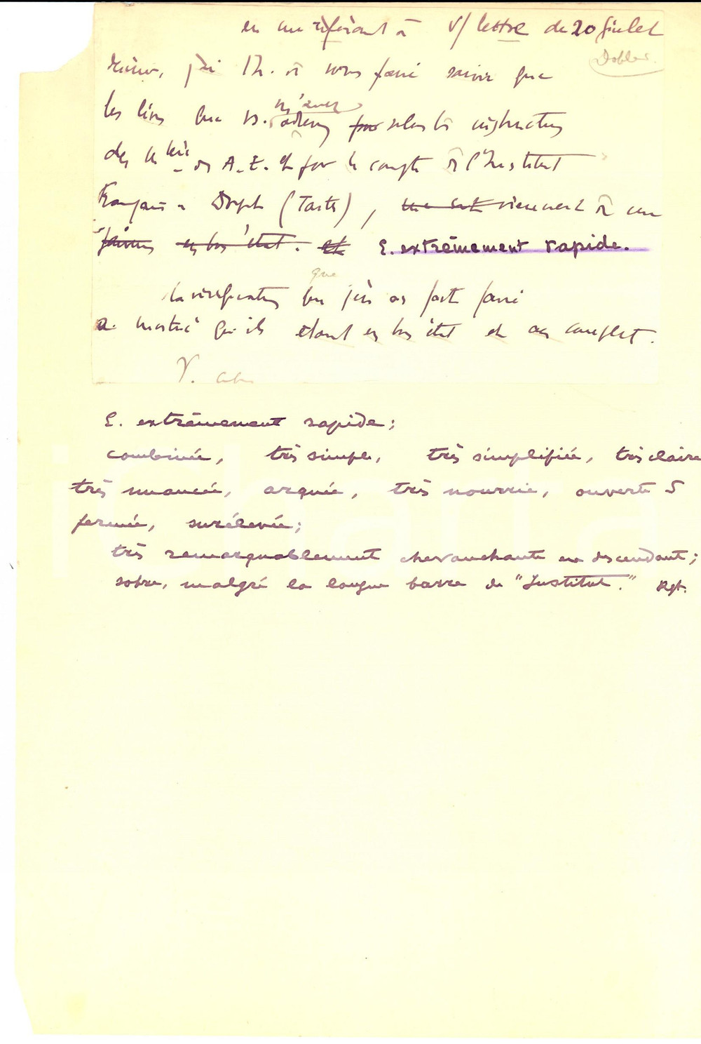 Autografo originale 1920 ca PARIS Biglietto con appunti del diplomatico Constant DOBLER *Autografo 1