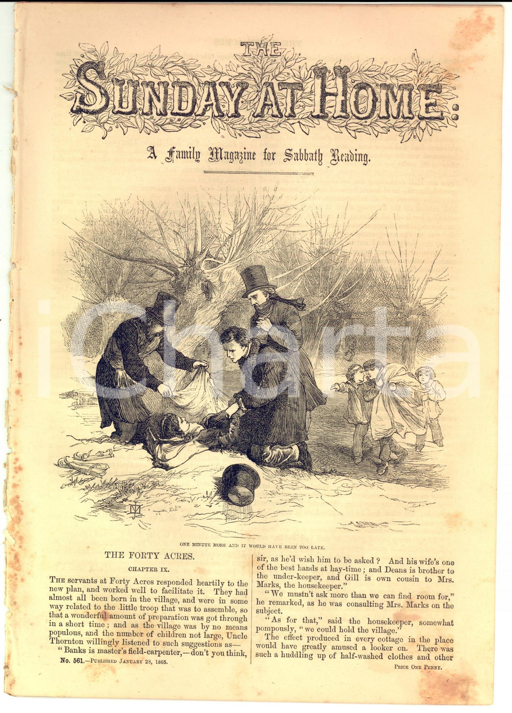 Giornale, rivista storica 1865 LONDON The Sunday at Home The forty acres Rivista RELIGIOUS TRACT SOCIETY 1