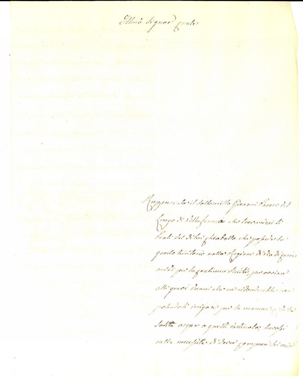 Manoscritto, lettera originale 1820 ca VILLAFRANCA PIEMONTE TO Supplica di Giovanni PASERO per irrigazione 1