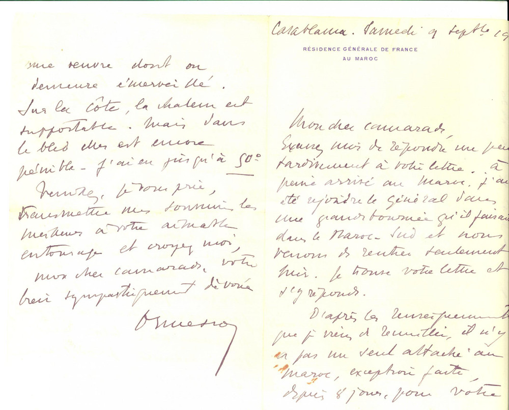 Autografo originale 1916 CASABLANCA MAROC Lettera di un funzionario sulle opere del colonialismo 1