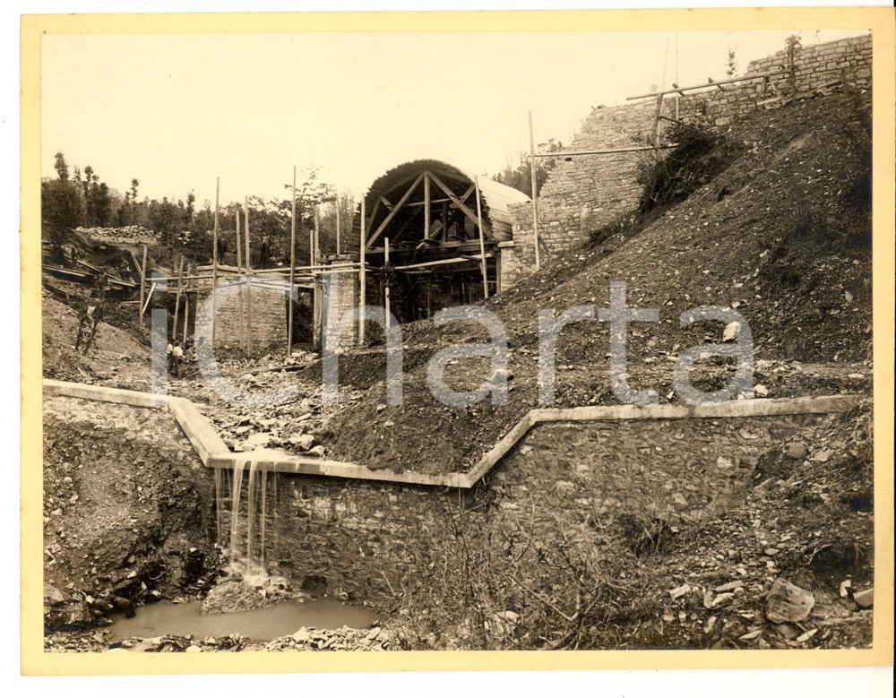 Fotografia d epoca originale 1925 ca STRADA DEL BRALLO Viadotto in costruzione Fotografia artistica SCARANI 1