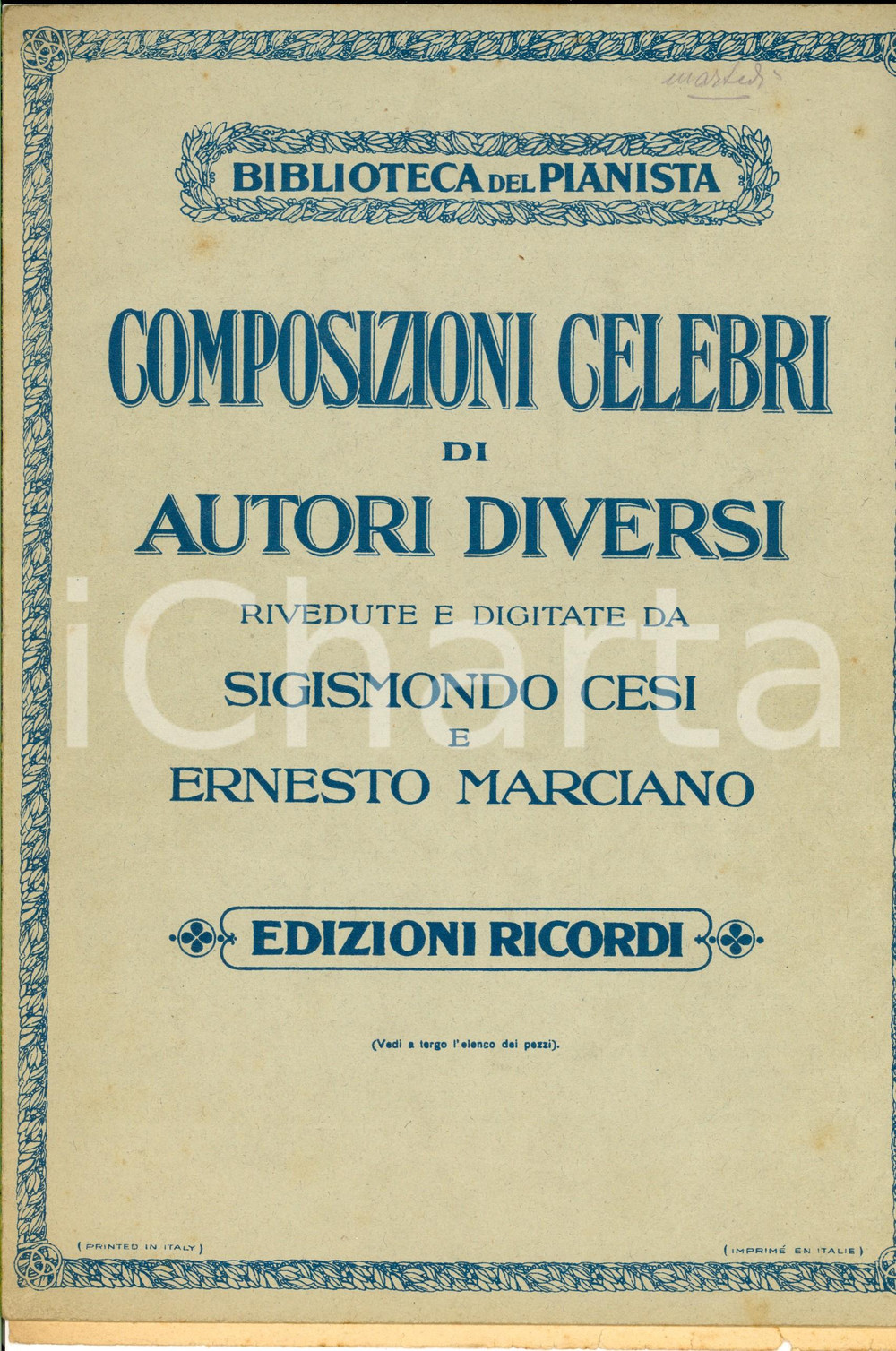 Oggetto da collezione cartaceo 1920 ca Sigismondo CESI Ernesto MARCIANO Composizioni celebri di autori diversi 1