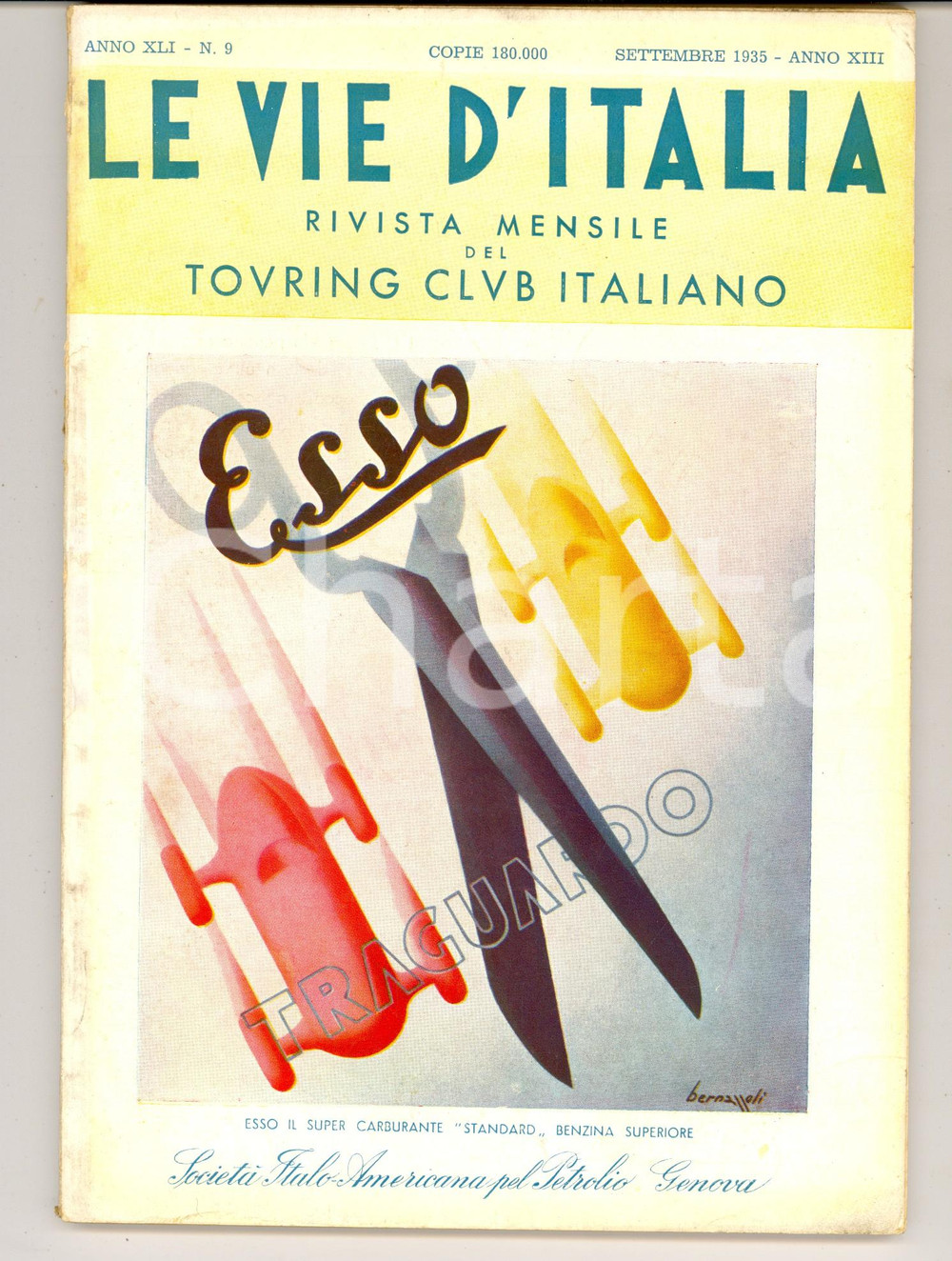Giornale, rivista storica 1935 LE VIE D'ITALIA TCI La nuovissima FIAT 1500 *Anno XLI n. 9 ESSO 1
