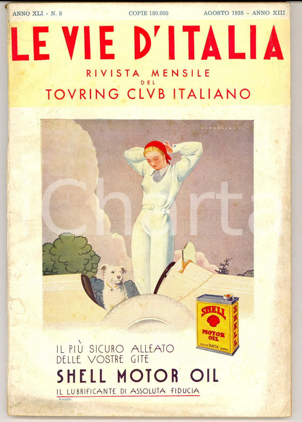 Giornale, rivista storica 1935 LE VIE D ITALIA TCI GiosuÃ¨ CARDUCCI a MADESIMO Anno XLI n. 8 1