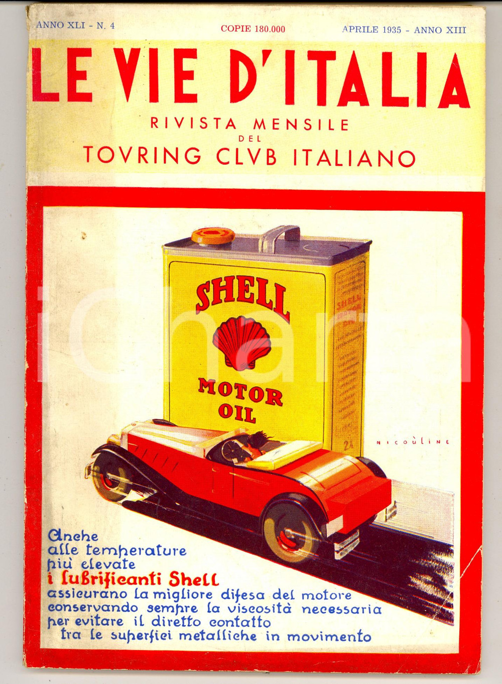Giornale, rivista storica 1935 LE VIE D ITALIA TCI  Confini di LIBIA ed ERITREA Anno XLI n. 4 SHELL 1