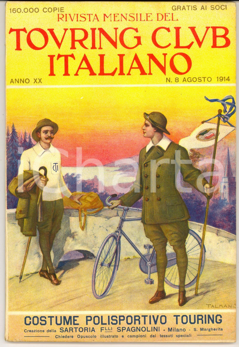 Giornale, rivista storica 1914 TOURING CLUB ITALIANO Valle di FASSA *Anno XX nÂ°8 Sartoria SPAGNOLINI 1