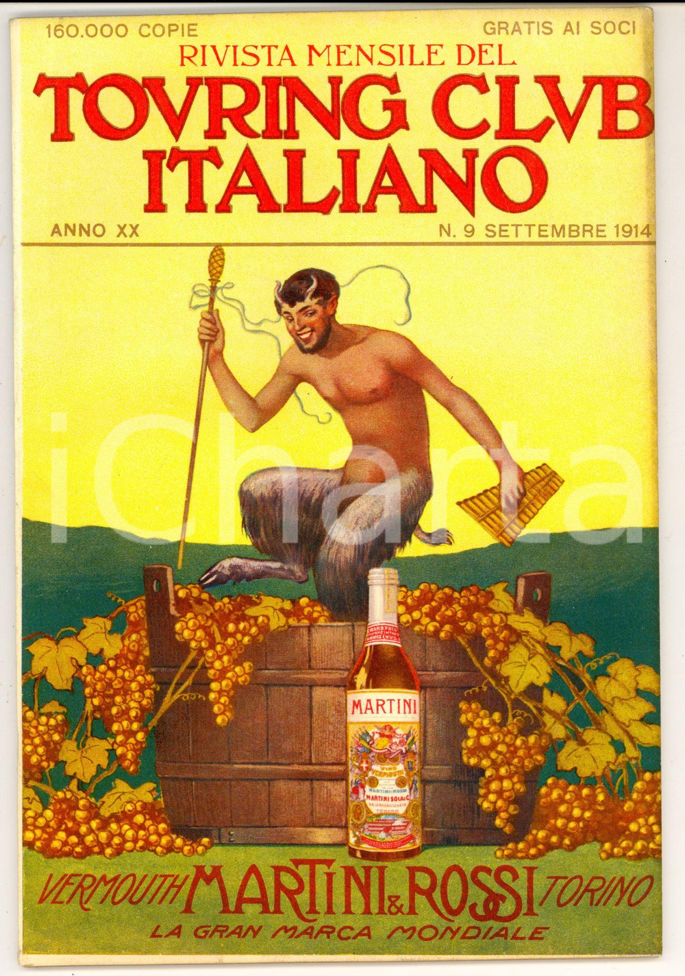 Giornale, rivista storica 1914 TOURING CLUB ITALIANO Vendemmie d'Italia *Anno XX nÂ° 9 MARTINI & ROSSI 1