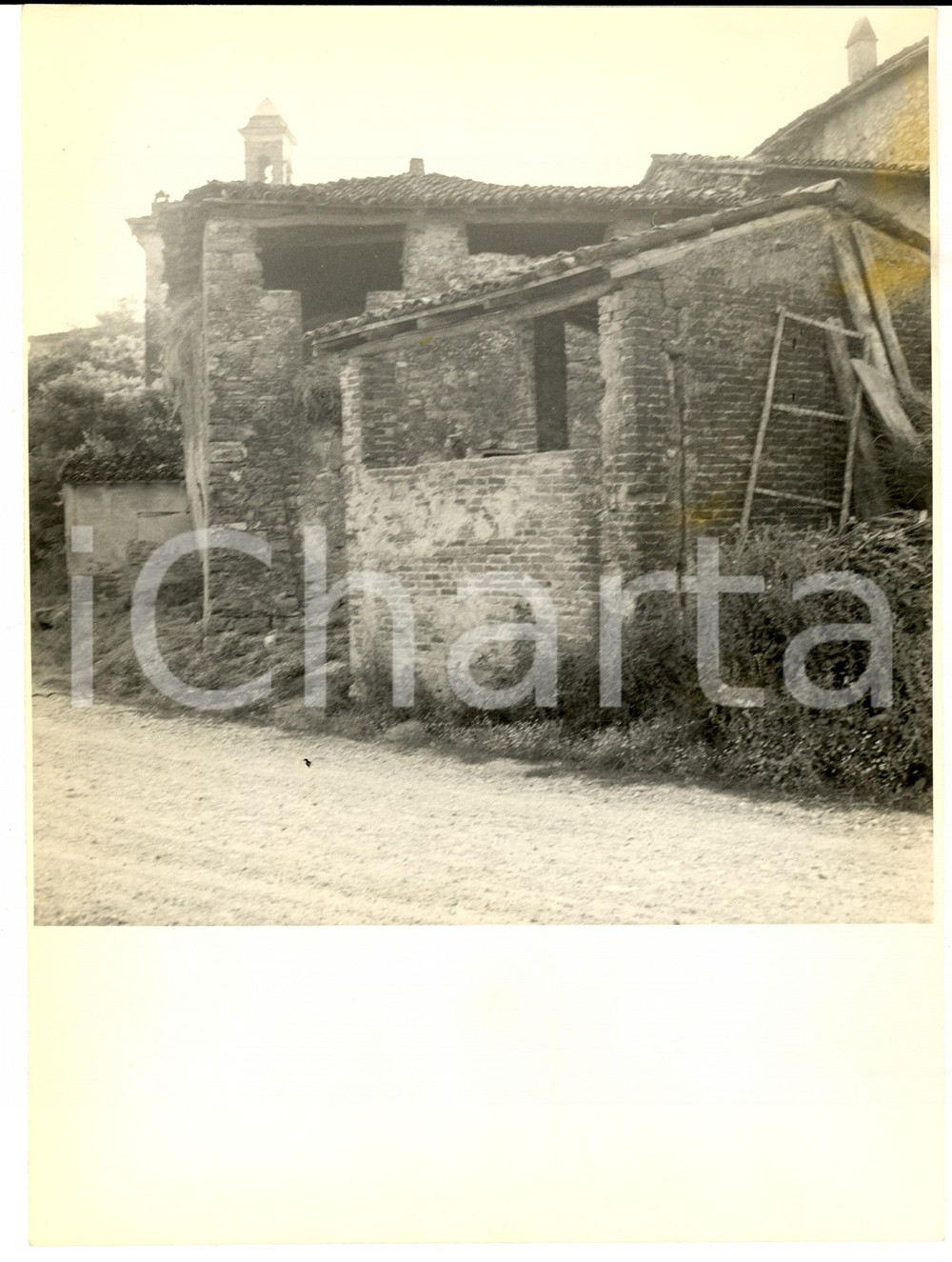 Fotografia d epoca originale 1950 ca DONELASCO PV Veduta della canonica in rovina Foto ARTISTICA 1