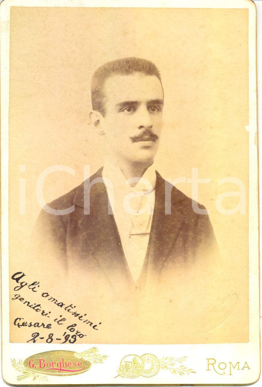 Fotografia d'epoca originale 1893 ROMA RItratto del giovane Cesare ai genitori *Fotografia G. BORGHESE 1