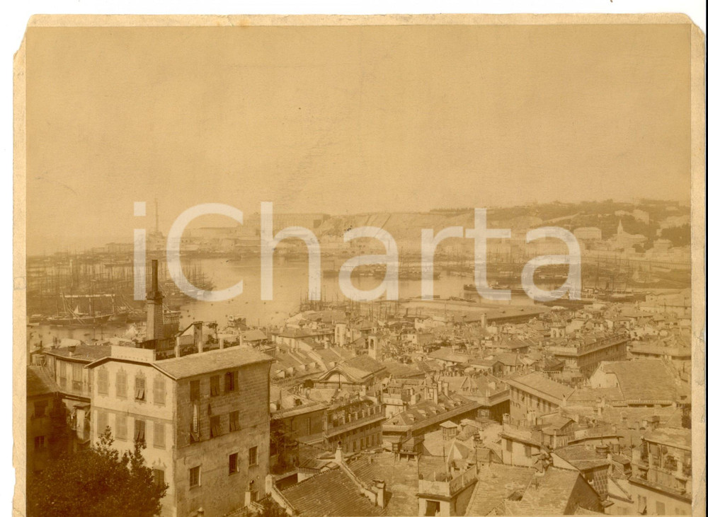 Fotografia d'epoca originale 1900 ca GENOVA Panorama della cittÃ  vista dal Castelletto *Foto VINTAGE 26x20 1