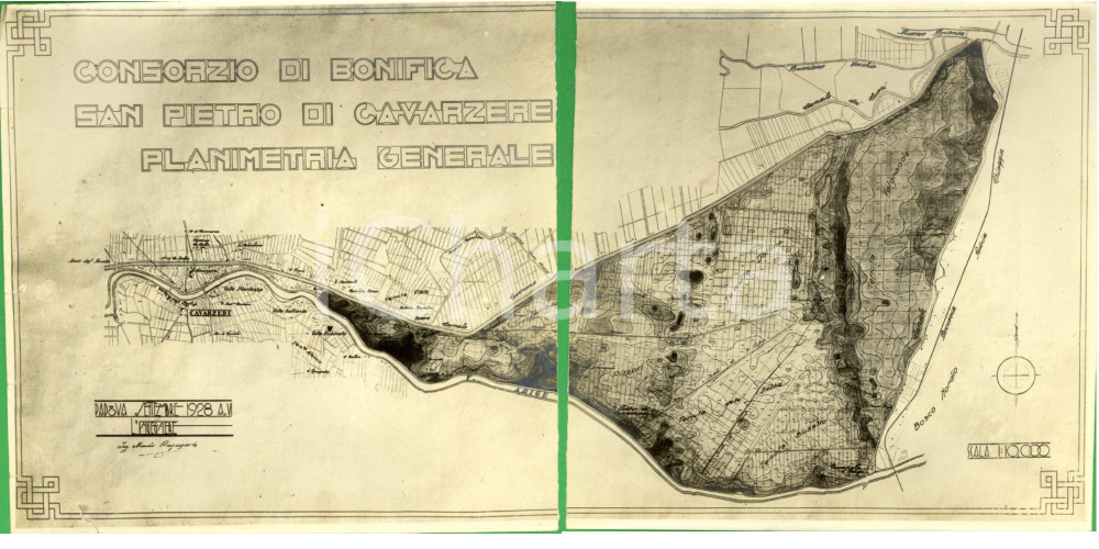 Documento originale, autentico 1928 CAVARZERE (VE) Bonifica SAN PIETRO Ing. Manlio BAGAGIOLO *Foto DANNEGGIATA 1