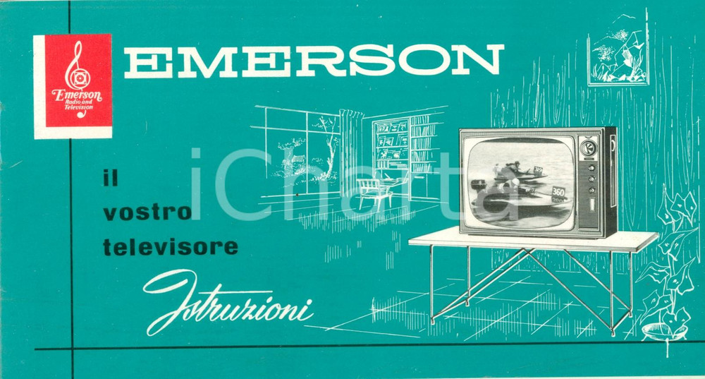 Materiale pubblicitario d’epoca 1965 ca EMERSON TELEVISION ISTRUZIONI Modello BELFAST 23 pollici ILLUSTRATO 1