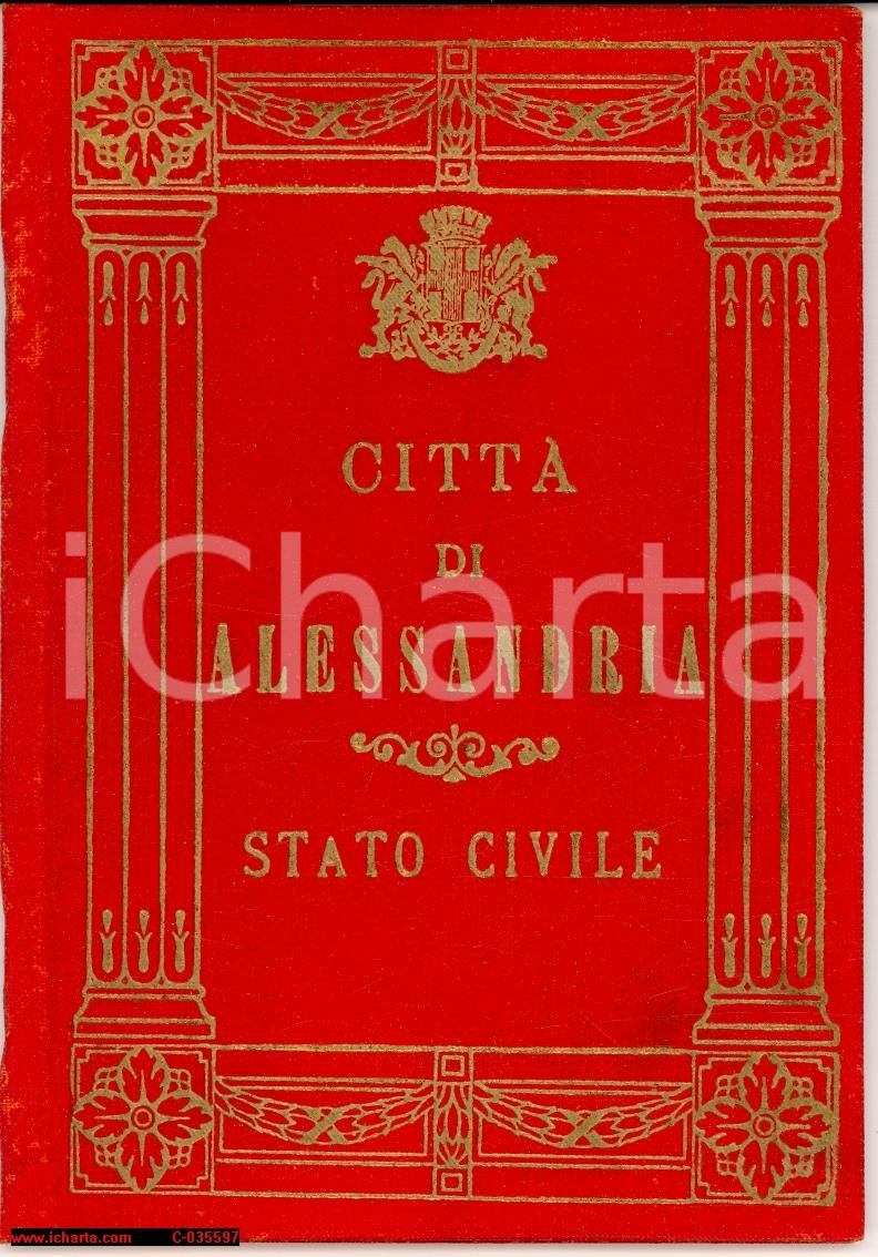 Oggetto da collezione cartaceo 1925 ALESSANDRIA Elegante libretto stato civile 1