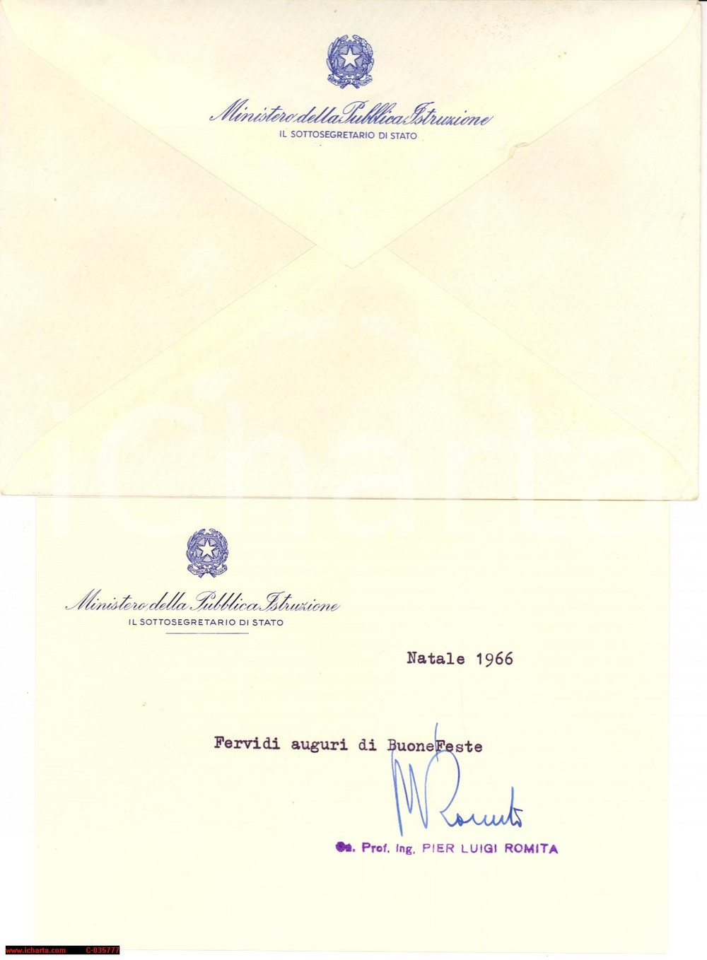 Autografo originale 1966 Autografo Pier Luigi Romita PSDI, Dr Barberis 1