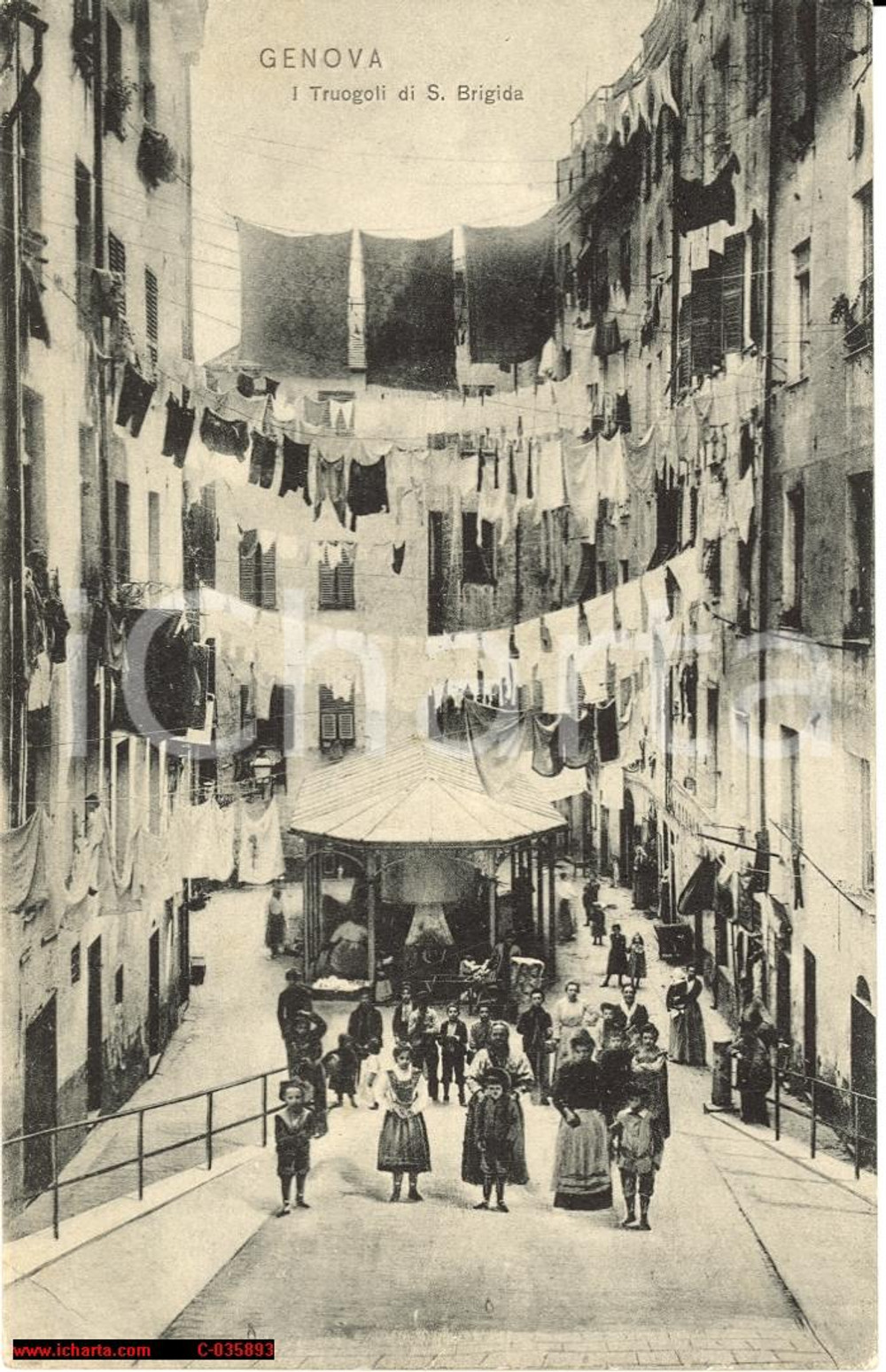 Cartolina originale da collezione 1907 Genova Truogoli S.Brigida *Animata con bimbi 1
