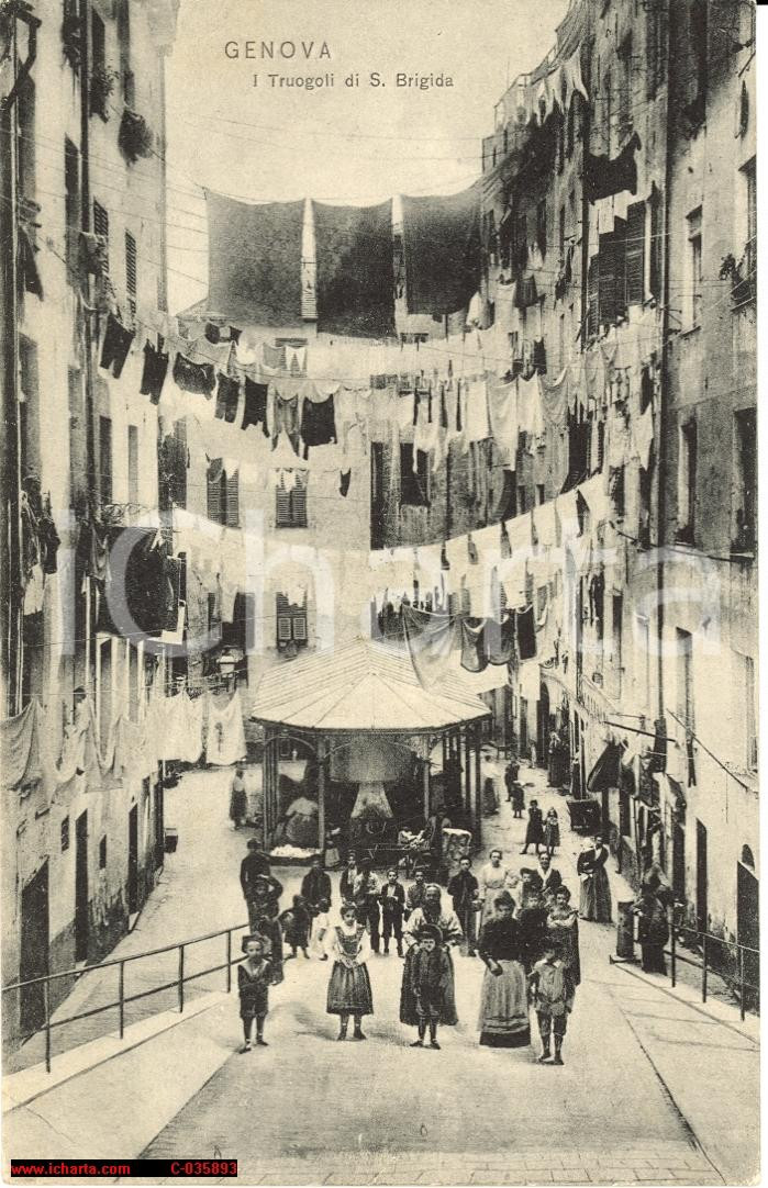 Cartolina originale da collezione 1907 Genova Truogoli S.Brigida Animata con bimbi 1