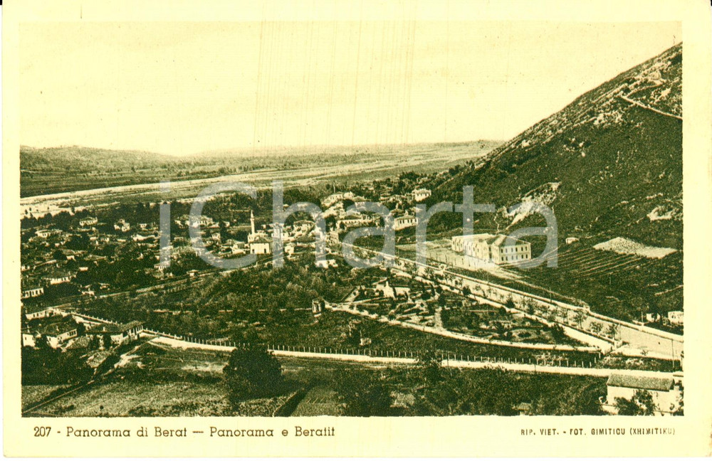 Cartolina originale da collezione 1939 BERAT ALBANIA Veduta panoramica dell abitato Cartolina FP NV 1