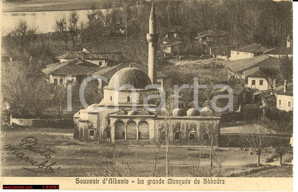 Cartolina originale da collezione Shkoder Albania anni  30  La grande moschea NV 1